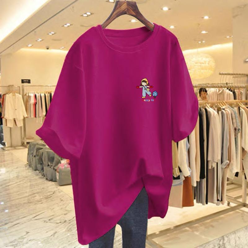 Pure Cotton Gray Short-sleeved T-shirt Women's Summer 2025 New Summer European Goods Large Version Foreign Loose Casual Top
