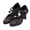 Damskie buty do tańca latynoamerykańskiego Salsa Tango Balowe Party Damskie wysokie obcasy Przyjazny dla skóry satynowy czarny Buty do tańca sportowego na zewnątrz