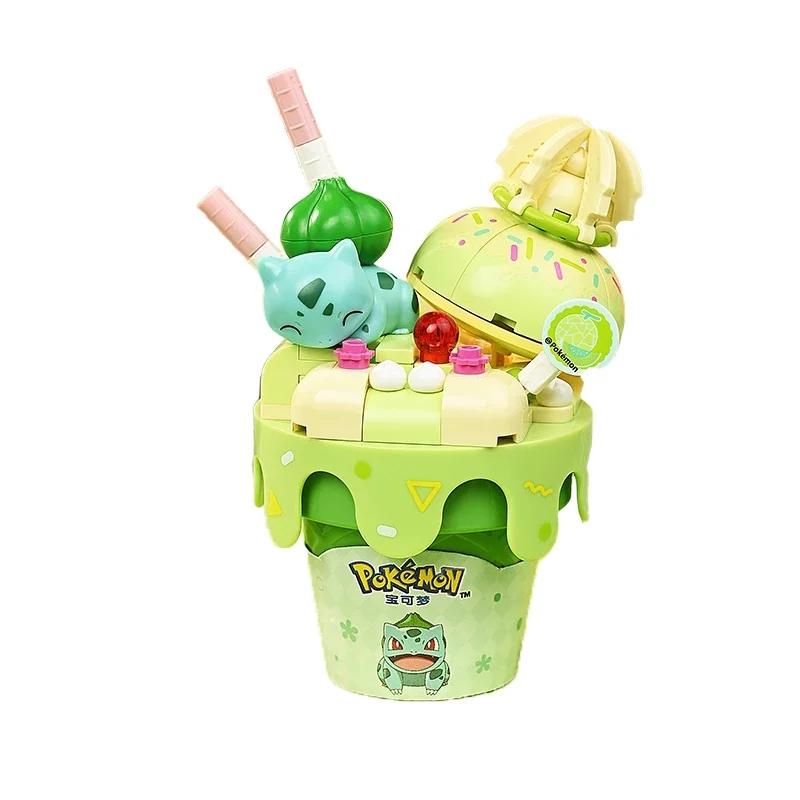 Pokemon Pikachu Squirtle Jigglypuff Ice Cream Building Blocks Desktop Ornaments DIY Toy Holiday Gifts For Kids Collection