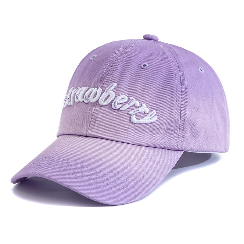

Новая женская бейсболка из стираного хлопка с вышивкой в виде клубники, градиентного цвета, женская модная бейсболка для папы 55cm-60cm фиолетовый