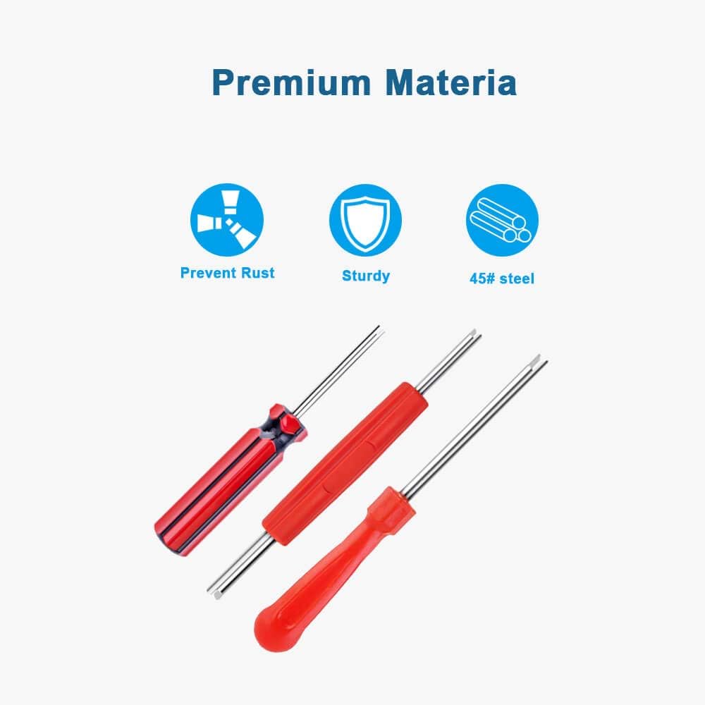 Riseuvo Valve Stem Removal Tool - 40Pcs Valve Cores, 4-Way Valve Tool, Valve Core Remover Tool, Tire Repair Schrader Valve Tool