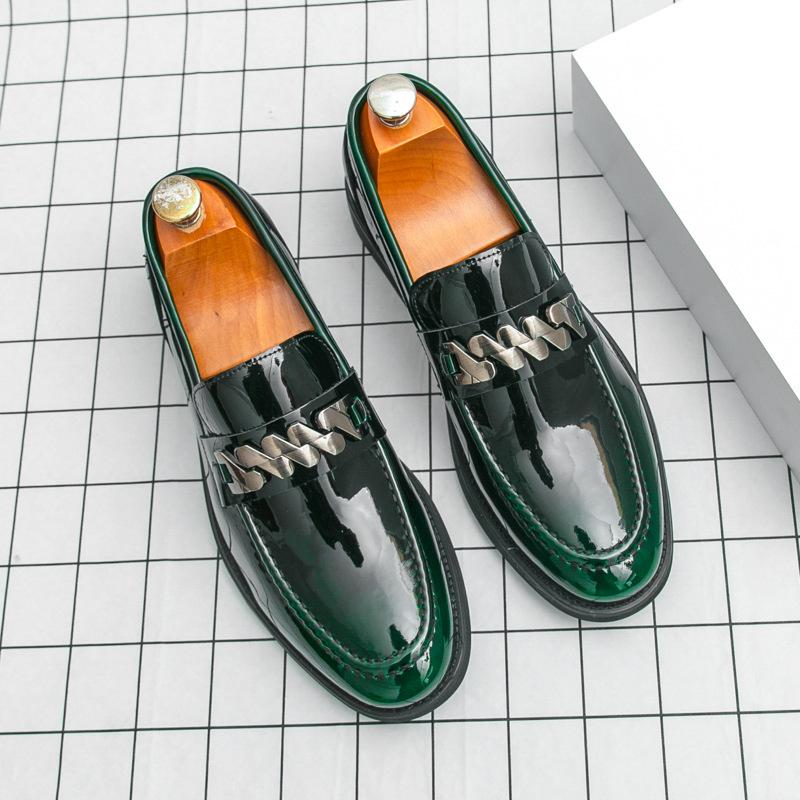 

Прямые продажи с фабрики Универсальные лоферы Слипоны Свадебные Мужские Кожаные Туфли Деловая Повседневная Обувь Блестящие Туфли Мужские для Парикмахера 46 зелёный