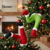 Creative Xmas Party Hanging Decor Christmas Elf Stuffed Leg Ornaments, Santa Green/Red Legs Decorations, Poseable Indoor Fireplace Holiday Ornament