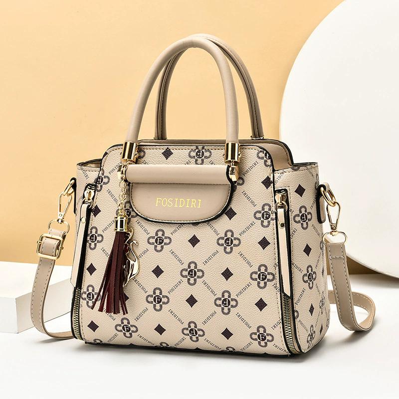 Borsa a tracolla da donna stampata, Borsa a spalla grande capacità classica retrò per il pendolarismo quotidiano