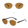 Retro Oval Sunglasses Women Trendy Metal Sun Glasses Men Outdoor Fashion Decorative Sunshade Eyewear Uv400 Luxury Brand Design