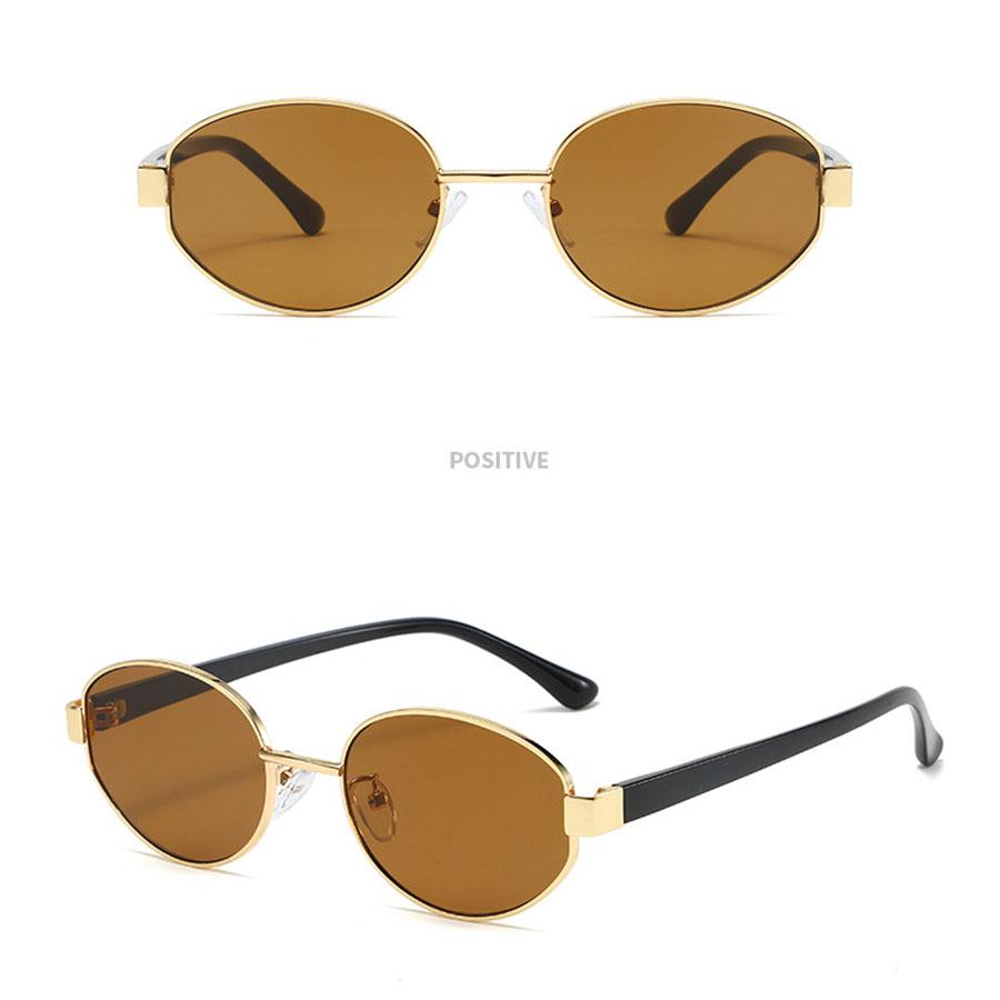 Retro Oval Sunglasses Women Trendy Metal Sun Glasses Men Outdoor Fashion Decorative Sunshade Eyewear Uv400 Luxury Brand Design