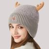 Knitted Hat Women's Stitching Antler Ear Protection Thick Warm Hat Women's Winter Wool Hat