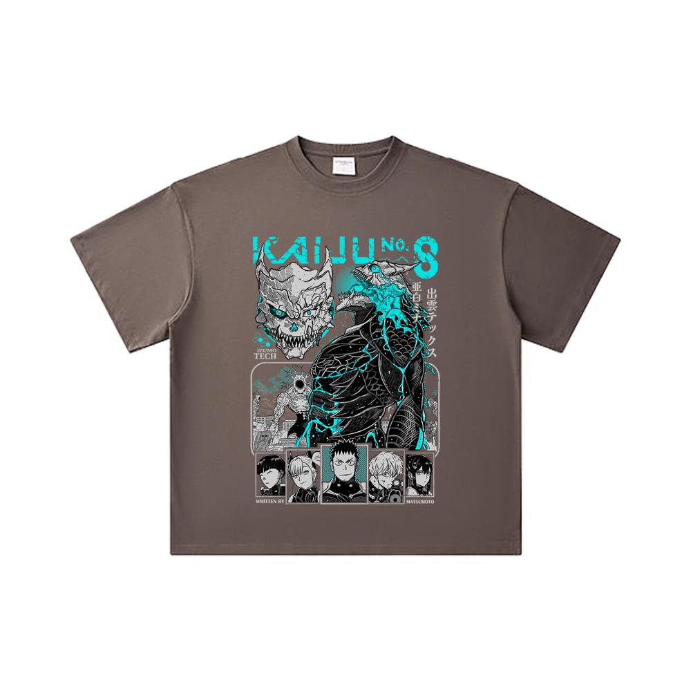260 GSM Double Yarn 32 Count 100% Cotton Kaiju No 8 V1 Print Unisex Heavy Cotton T Shirt
