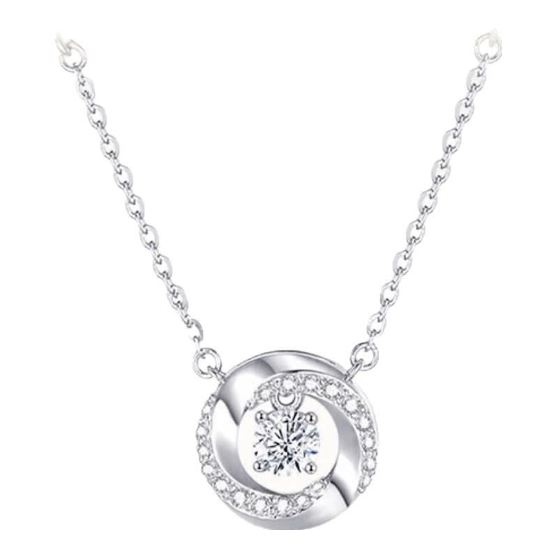 Chow Tai Seng Mobius Ring Dancing Heart Silver Necklace