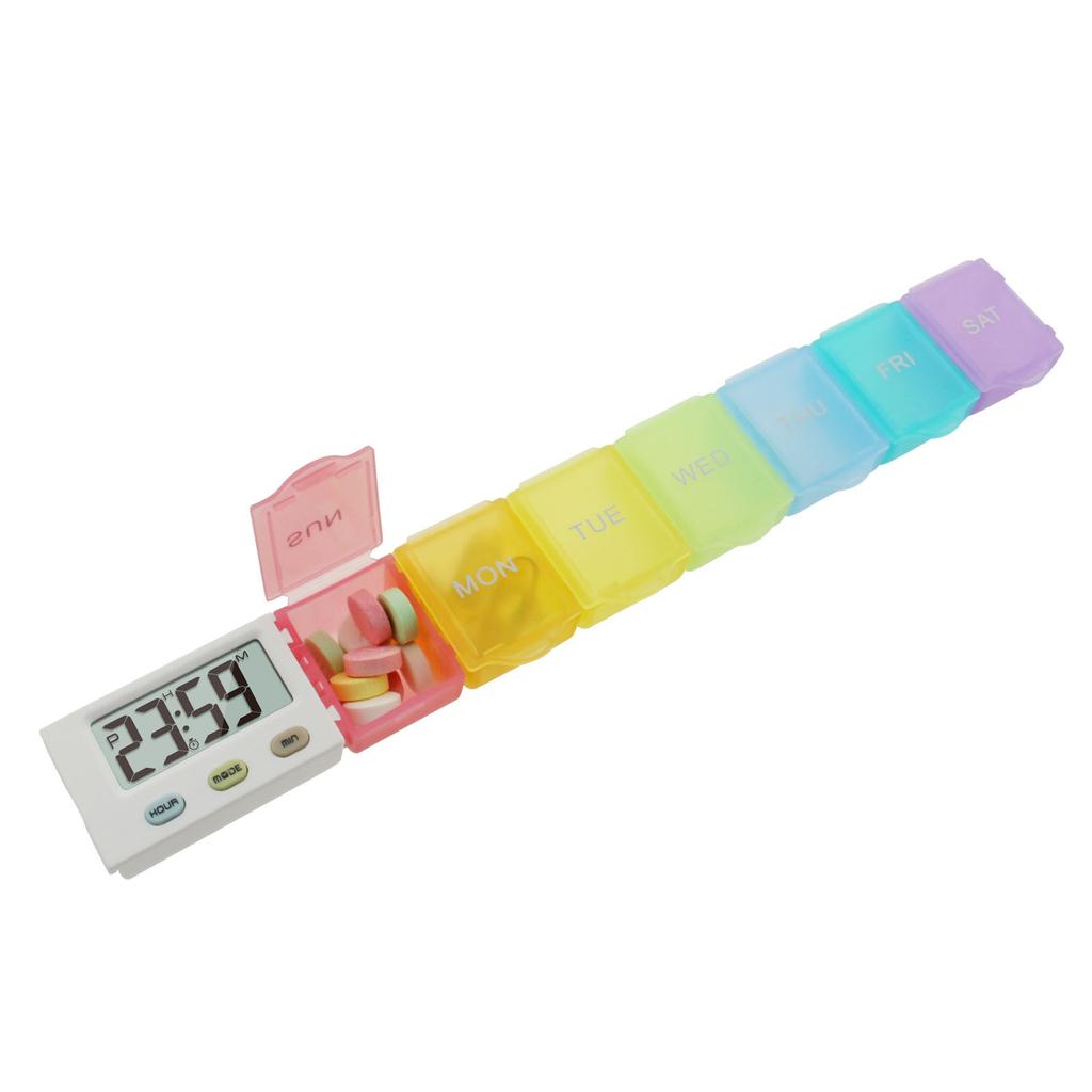 Dust Proof Separated Pill Organizer Pill Box Case Electronic Timer Alarm Clock Reminder Medicine Storage Dispenser