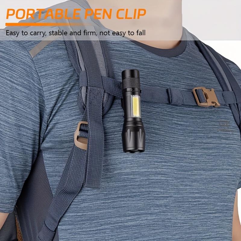 Mini Portable LED Telescopic Flashlight with USB Charging and COB Side Light, Suitable for Use in Dormitories, Schools, and Hiking Trips