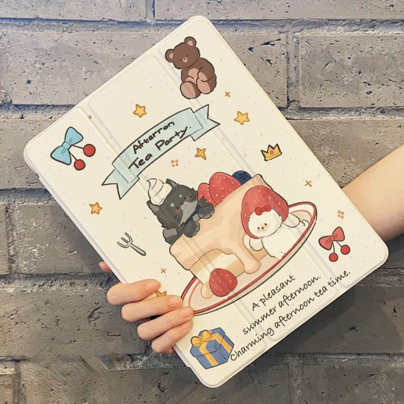Für iPad Pro2024 Hülle Niedliches Bärenmuster iPad Smart TPU Hülle für iPad Air4 Air5 Air6 Pro11 Pro12.9 2022 2018 mini6/5/4 mit Bleistifthalter