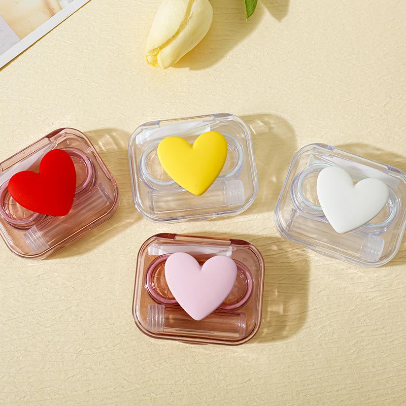 1 Stück Herz-Kontaktlinsenbehälter, durchsichtiger Farbbehälter für die Augenpflege, Kontaktlinsenbehälter für Frauen für unterwegs, Mini-Kontaktlinsenbehälter