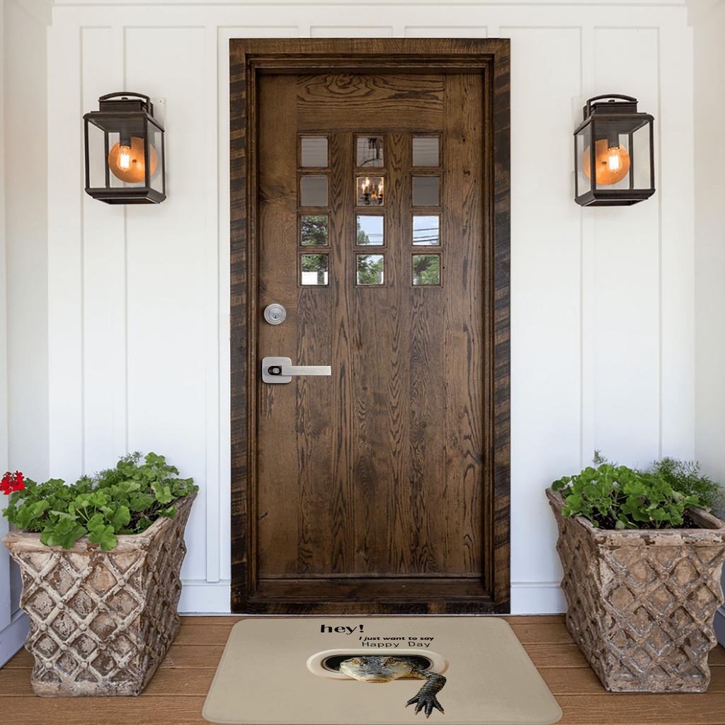 Hey I Just Want to Say Happy Day Crocodile Pattren Front Door Mat Anti-Slip Indoor Doormat Garden Garage Entrance Rug Carpet