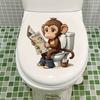 3D Funny Cartoon Monkey Reading Newspaper Toilet Wall Sticker Self-Adhesive Waterproof Removable Bathroom Home Decor Art
