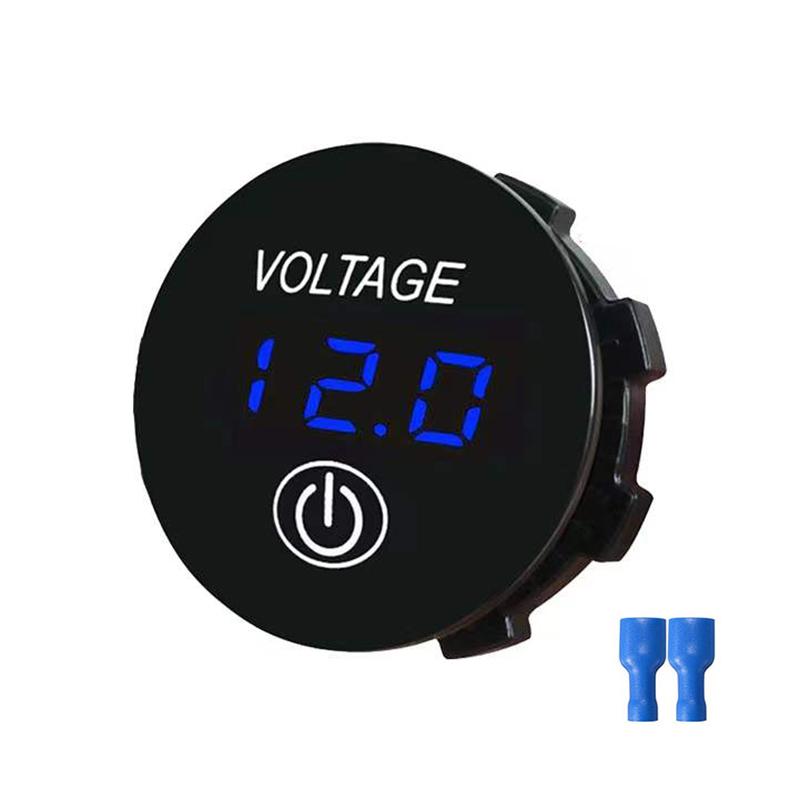 12V/24V Voltage Gauge with Touch Switch LED Digital Display Gauge Waterproof Car Voltmeter for Boat Marine Truck Motorcycle