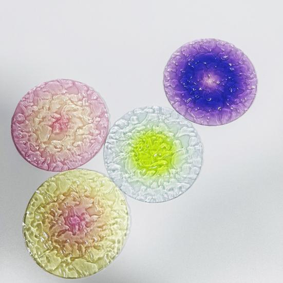 Acrylic Coaster Gradient Wave Design Cup Pads Heat-Resistant Round Table Mats