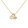 Copper Pendant Necklace With Zircon Stone Alphabet Charms Floral Design Personalized Letter Jewelry