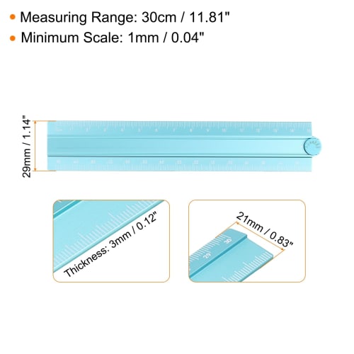 uxcell 30cm Folding Straight Ruler, Metric Aluminum Alloy Protractor, Foldable Angle Ruler, Geometry Measuring Tool for Architects, Artists, and Offic