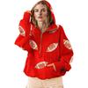 Hooded Sweatshirt for Women Half Zip Oversized Hoodies with Sequin Rugby Print Fall Casual Pullover Tops with Pockets