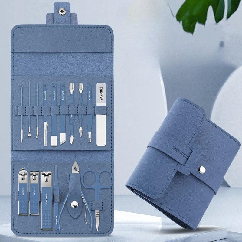 16Pcs/set Folding Bag Nail Clipper Set, Nail Clippers, Pedicure Tools, Scissors, Ear Spoons Set