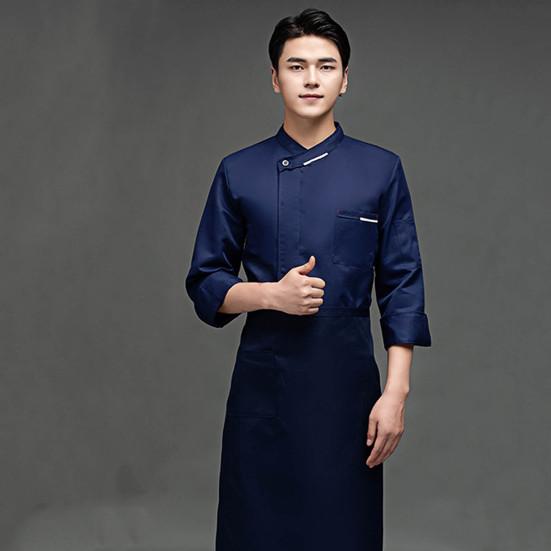 Women Men Chef Shirt Breathable Sweat Absorption Solid Color Long Sleeves Stand Collar Cooking Restaurant Plus Size Unisex Pocket Chef Uniform