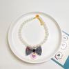 Pet Bowknot Adjustable Collar Cat Jewelry Pendant Princess Pearl Necklace Puppy Collar Decorative Dog Collar Accessories