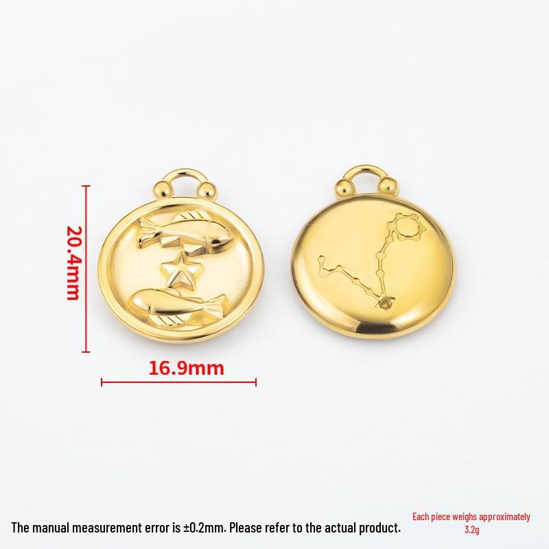 18k Gold Zodiac Pendants for DIY Luxury Jewelry - Small Accessories for Bracelets & Necklaces
