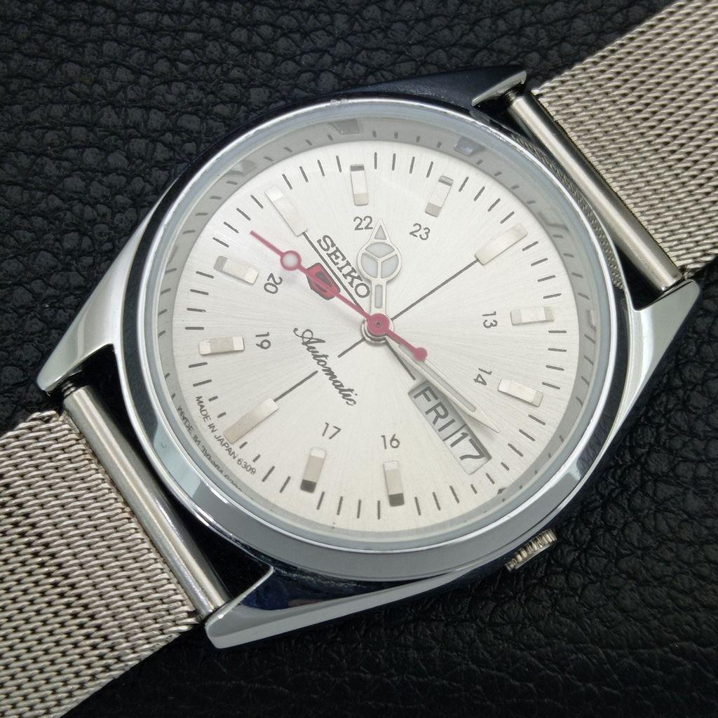 REFURBISHED SEIKO 5 AUTOMATIC 6309A VINTAGE JAPAN MENS SILVER WATCH a442801-1