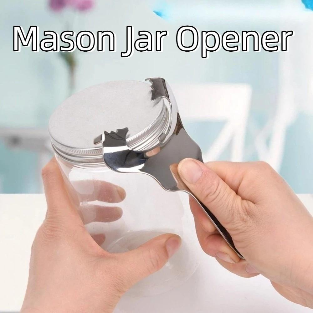 Stainless Steel Mason Jar Opener Handheld No Lid Damage Manual Bottle Opener Easy Twist Multifunctional Jar Top Remover Tool