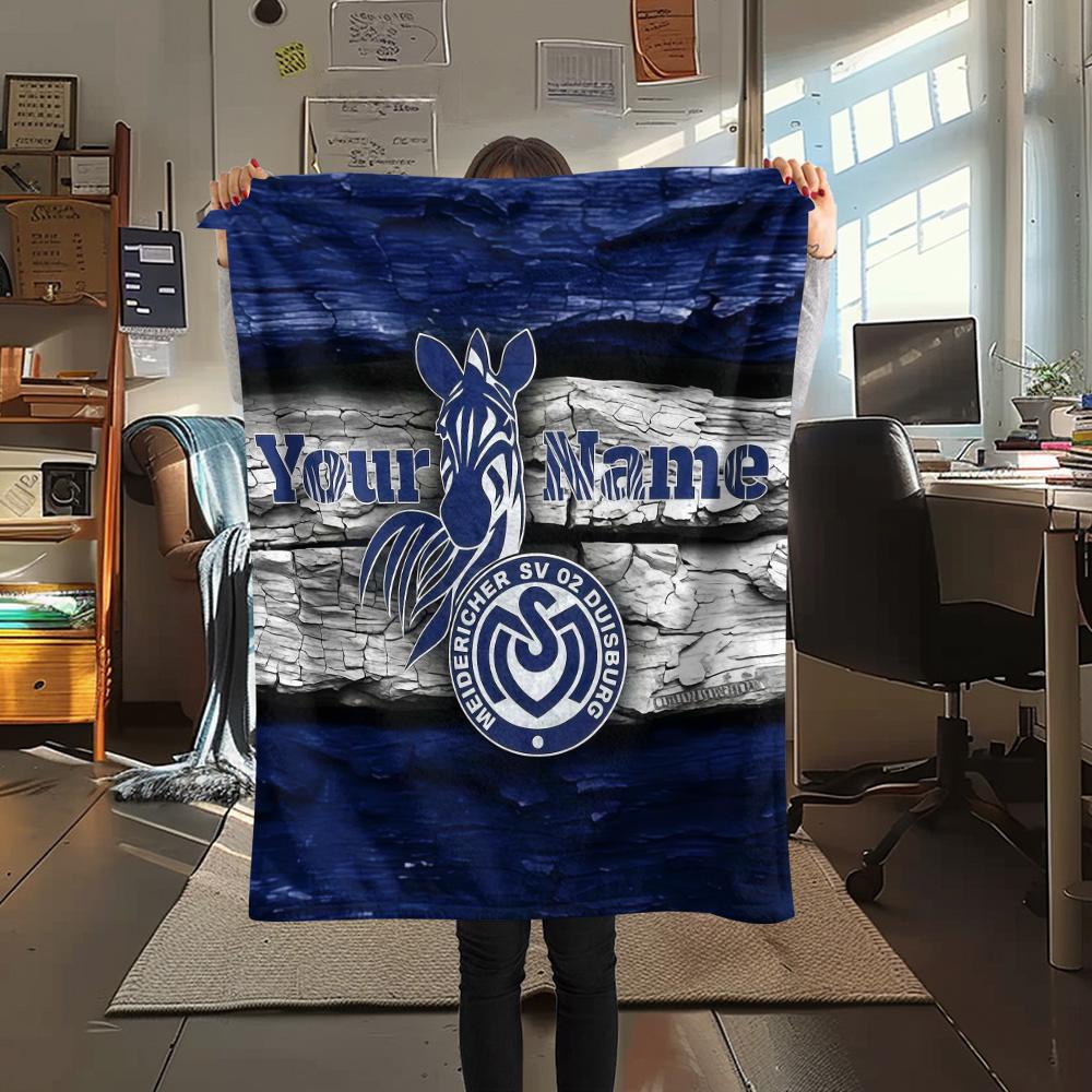 1PC Msv Duisburg Custom Name Patterned Flannel Blanket Suitable For All Seasons For Home Decor Warmth And Comfort Gifts Holiday Present