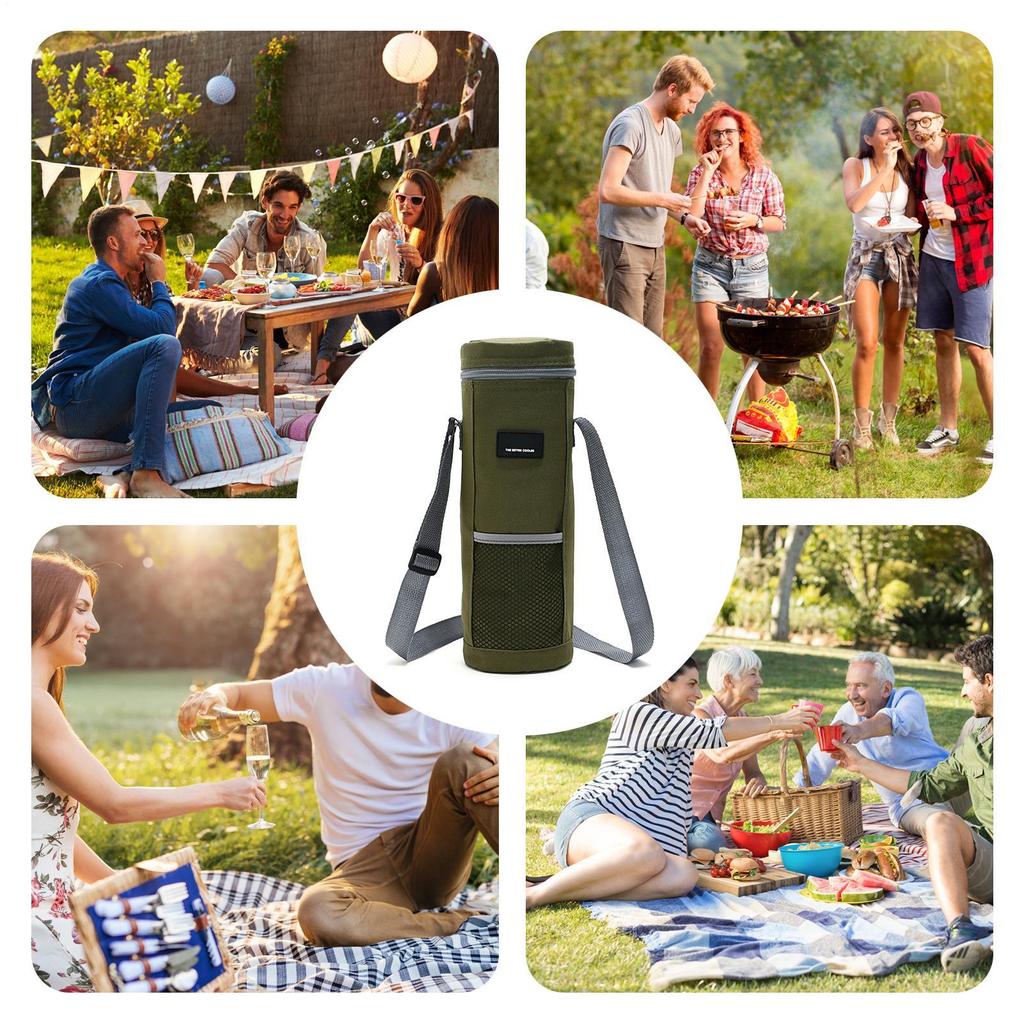Wine Tote Bag Portable Insulated Wine Tote Drink Carrier With Handle Foldable Wine Carrier Thickened Camping Tote For Parties