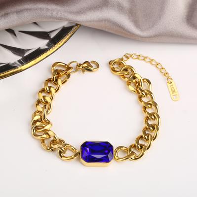 Hot Selling Classic Rectangle Six-Sided Polished Crystal Stainless Steel Bracelet For Men Women Wedding Birthday Zircon Gift