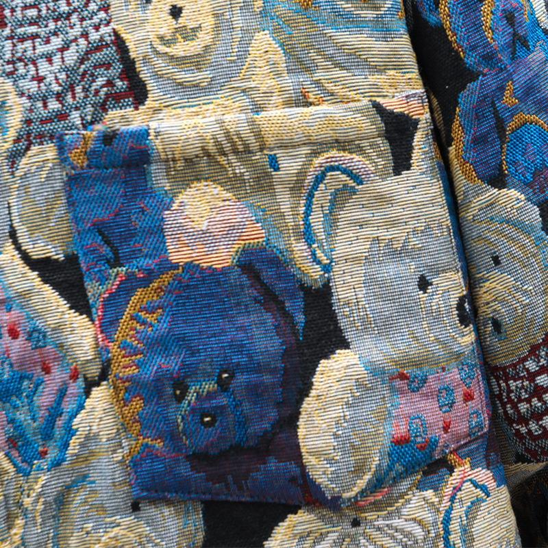 Jachetă Denim Jacquard cu Ursuleț pentru Bărbați - Nouă Modă Streetwear Toamnă/Iarnă