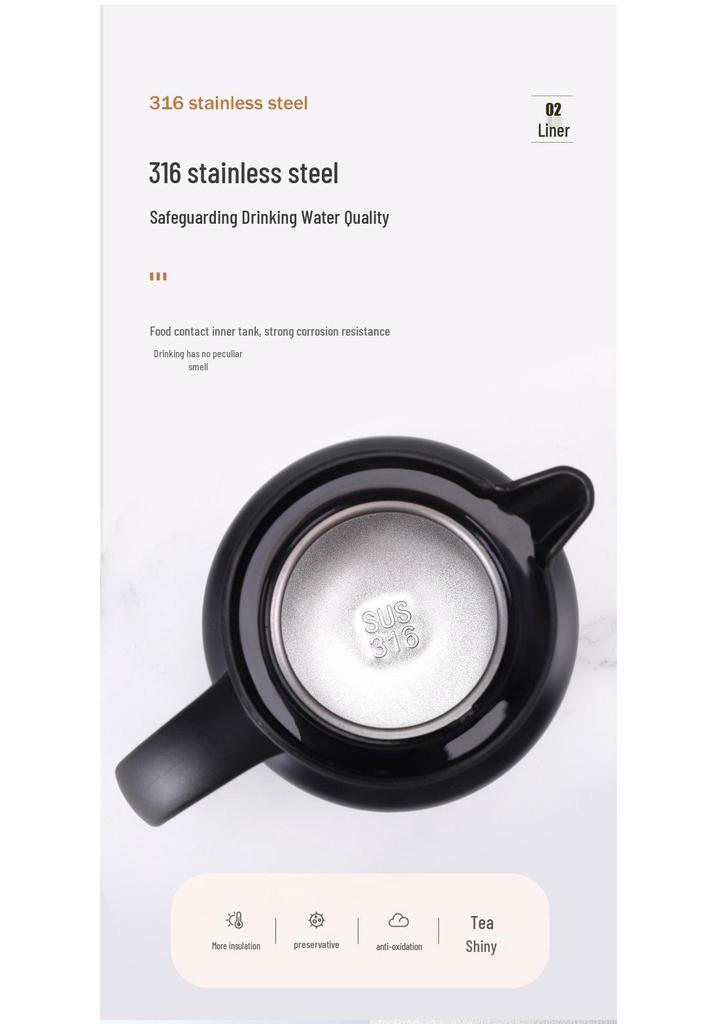 316 Stainless Steel Large Capacity Stewing Teapot with Handle, Insulated Kettle for Home or Office, Ideal Business Gift with Custom Logo