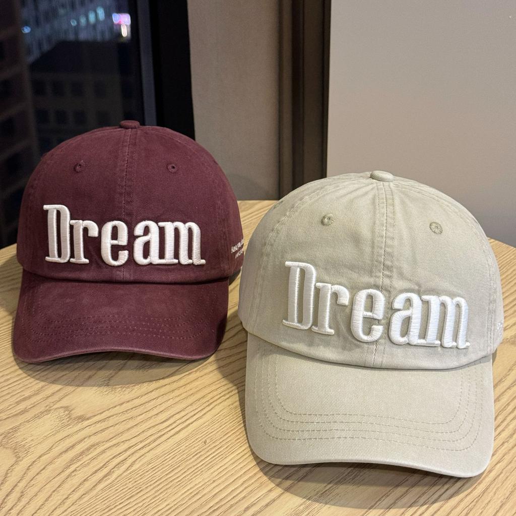 Three dimensional Letter Embroidery Baseball Cap for Women Trendy Soft Top Face Showing Small Retro Curved Brim Duck Cap for Men
