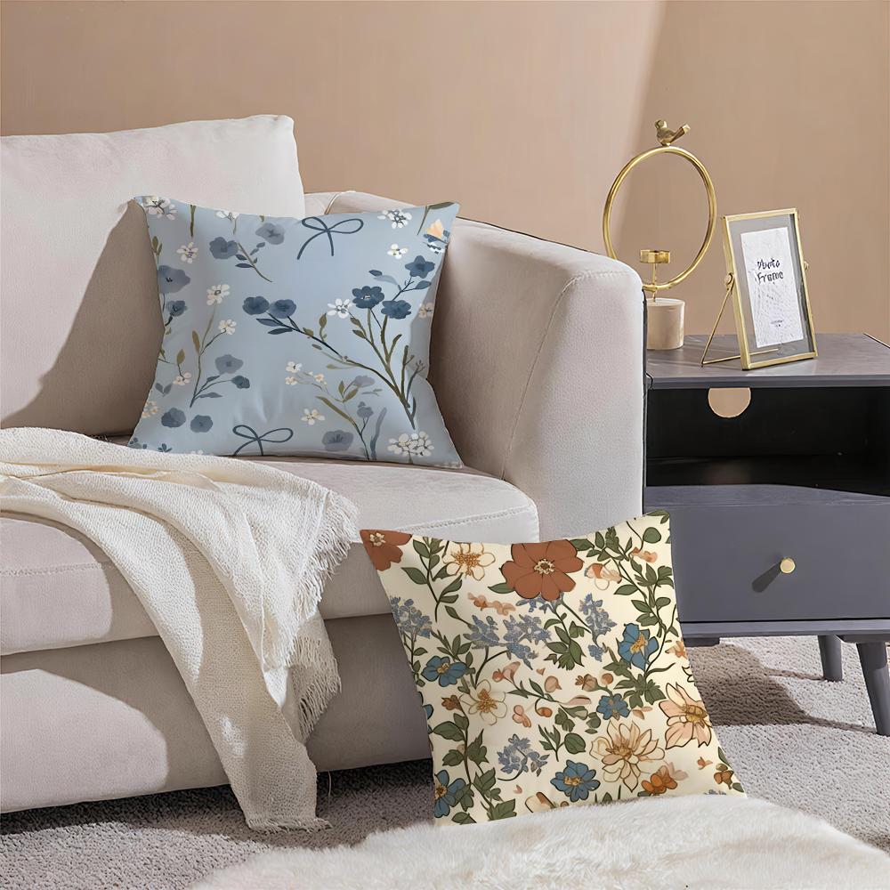 Retro Floral Classical Elegant Style Cushion Cover Linen Pillowcase Soft For Sofa Bed Home Room Decor