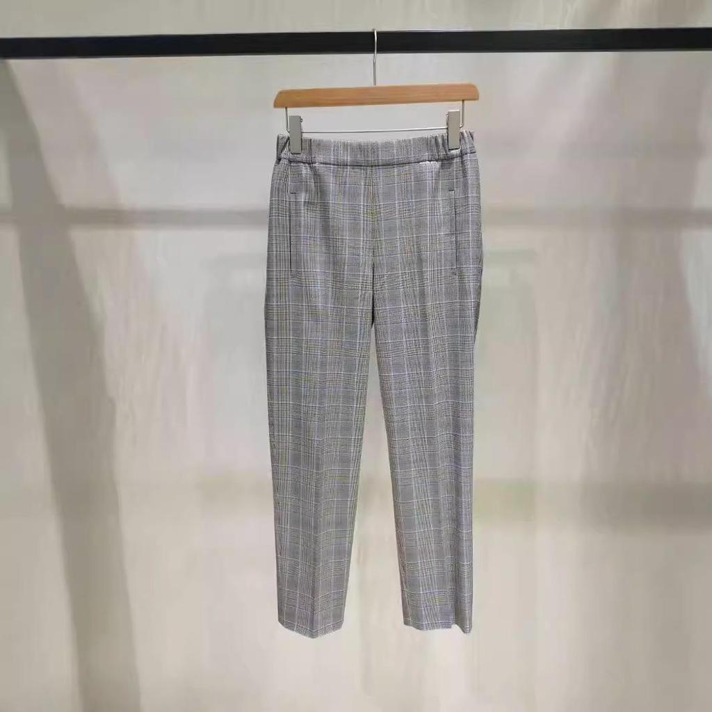 Classic British Style Plaid Straight-Leg Pants