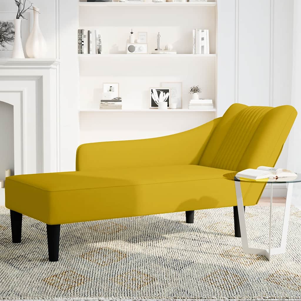 Vidaxl Chaise Longue With Right Armrest, Yellow , Velvety