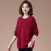 Women's Plus Size Velvet-Lined Sweatshirt - Winter Loose Fit, Round Neck, Stylish Casual Top for Middle-Aged Moms