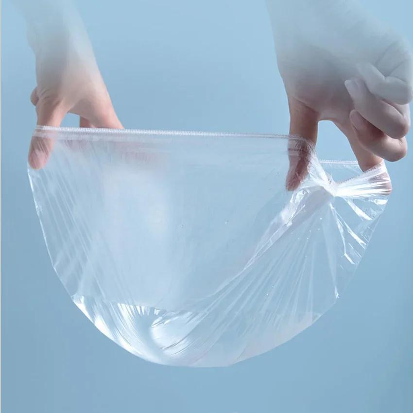 100 Pieces of Disposable Plastic Dustproof and Waterproof Thickened Hotel Family Shower Bath Transparent Hair Elastic Cap Hat