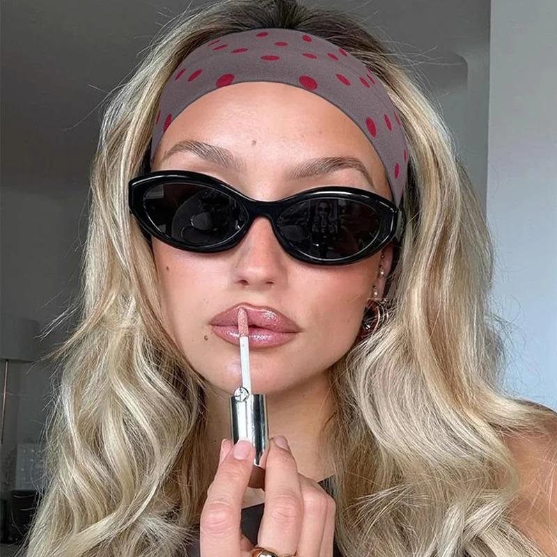 2026 Nová Y2k Látková Čelenka s Puntíky pro Ženu Elegantní Temperament Široký Okraj Gumičky do Vlasů Módní Dívčí Sportovní Čelenka