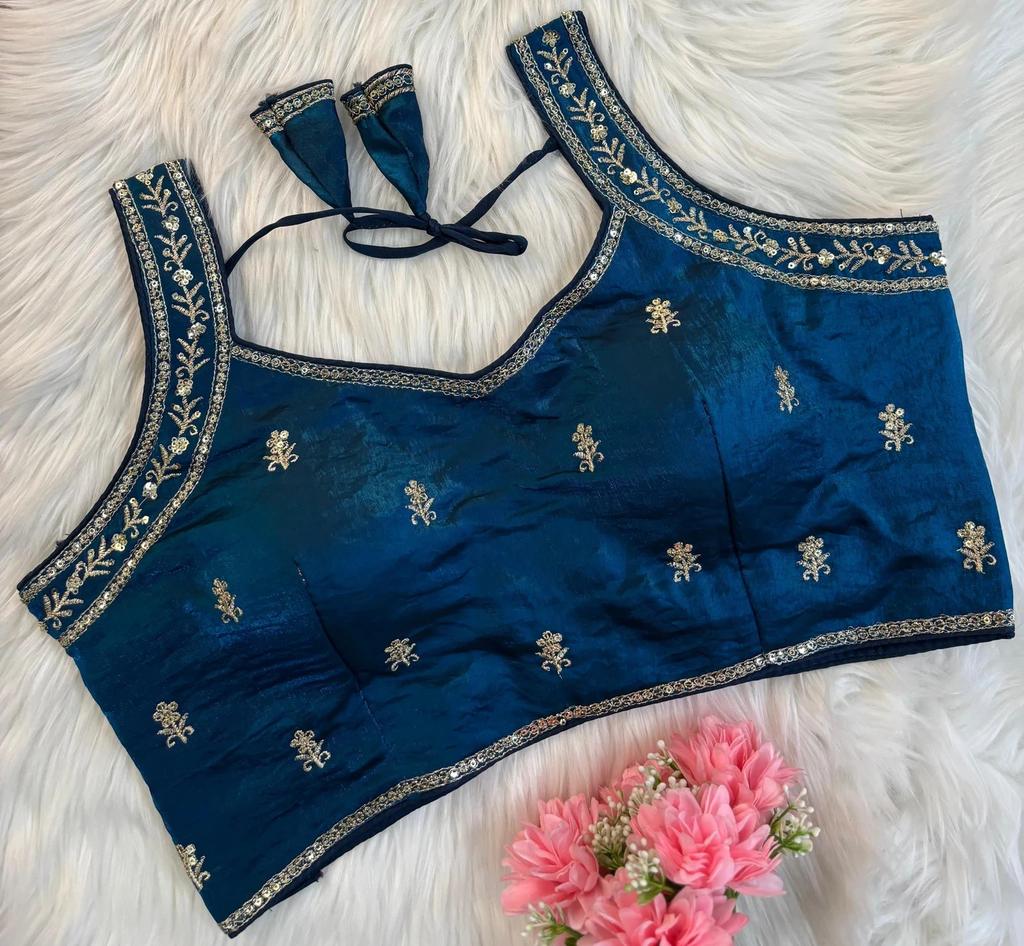 Indian Women's Silk Blend Sleeveless Blouse Bollywood Party Wear Ethnic Choli