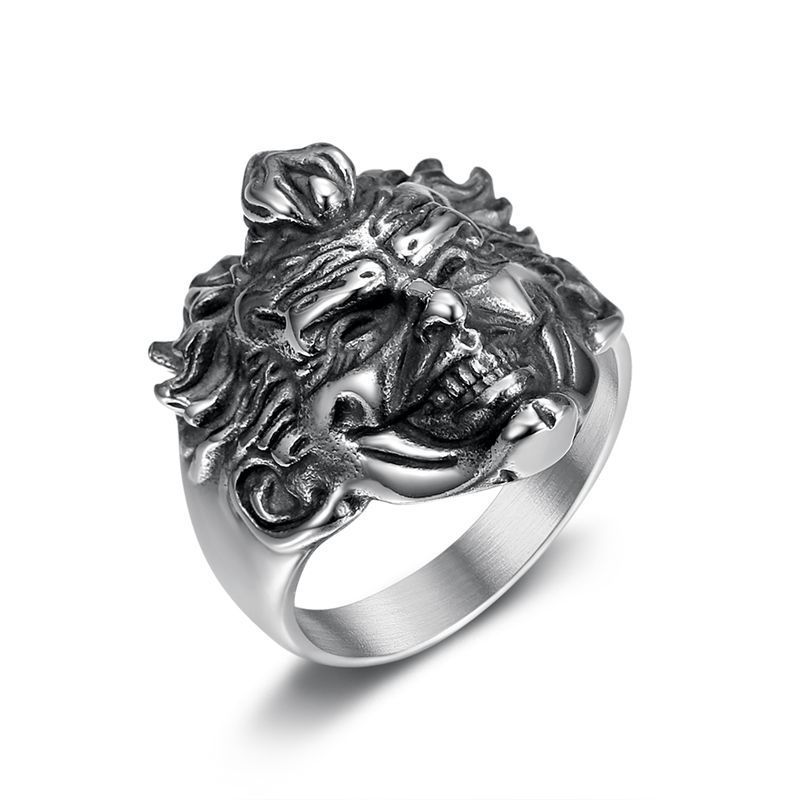 New Punk Ring Retro Clown Head Three-dimensional Engraving Men's Ring