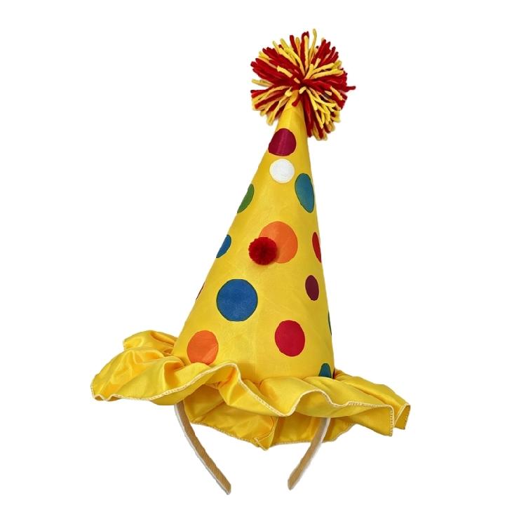 Cheerful Mini Party Clown Hat Headband with Wide Frame for Finishing Party Costumes without a Full-Size Hat Accessory