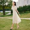 Xiangying Women's Lace Square Neck Puff Sleeve Dress