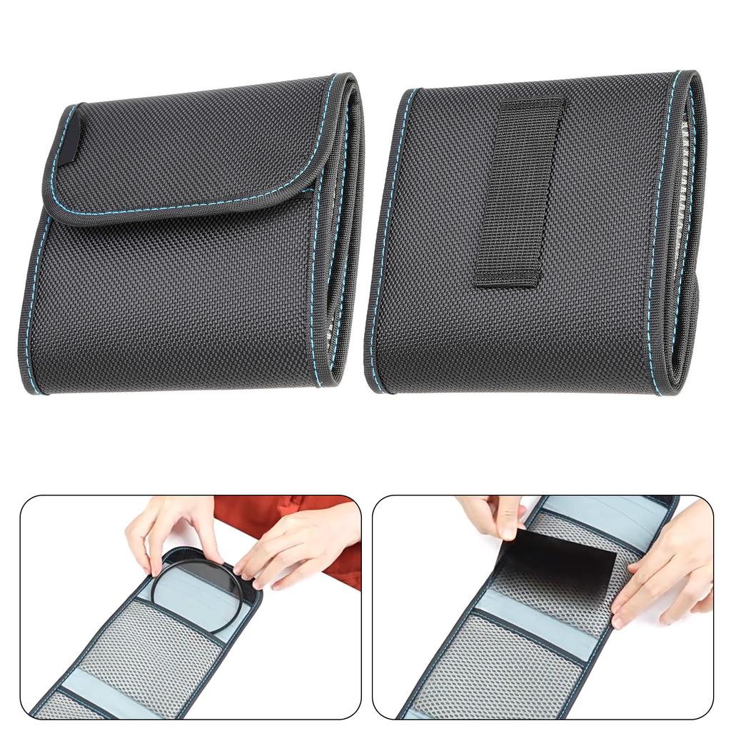 3 Pockets Lens Filter Bag Camera Lens Filter Pouch 95mm for ND CPL Camera Lens Filter