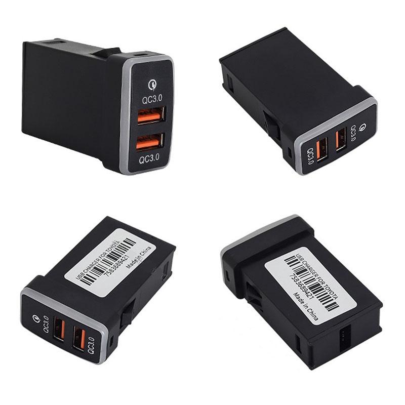 1PC Ambient Light Charger Car Interface Socket Double Connector Double QC3.0  Voltage Display For Toyota Old LC120