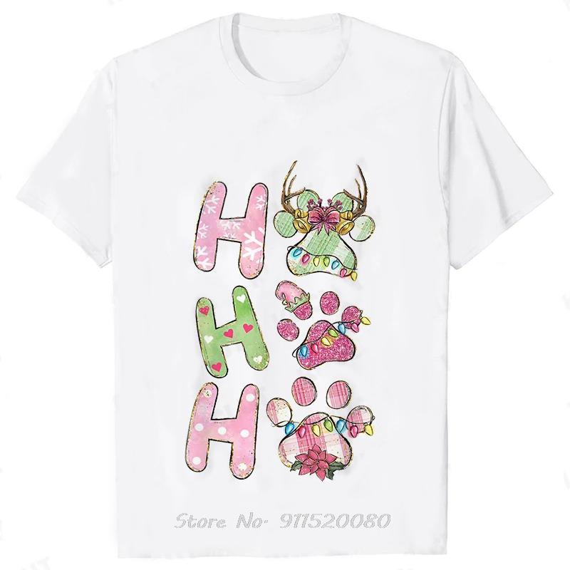 Ho Ho Ho Paw Graphic Oversized Tshirt Christmas Gift Simple Casual Xmas Cotton Tshirt Funny Unisexs Clothing Unisex Tops Tees