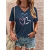 Floral Print V-neck T-shirt Summer Fashion Casual Blouse Street Fashion Oversized Women's Clothing